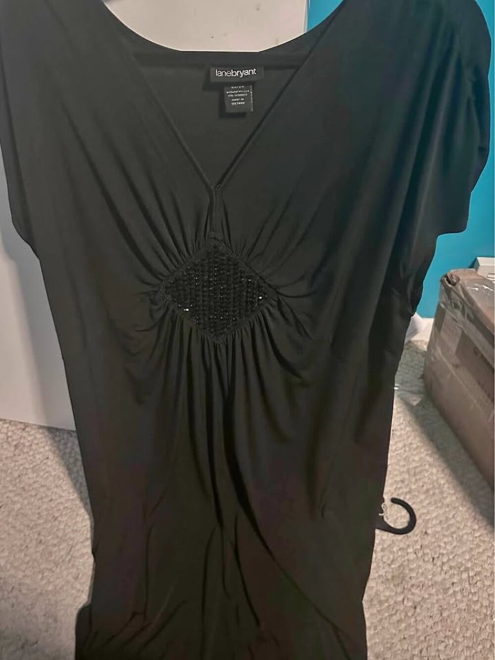 Lane Bryant Black Embellished Empire Waist Top Size 22/24